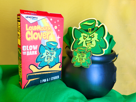 Foul Mouth Clover Pin Sticker Combo Glow in the Dark
