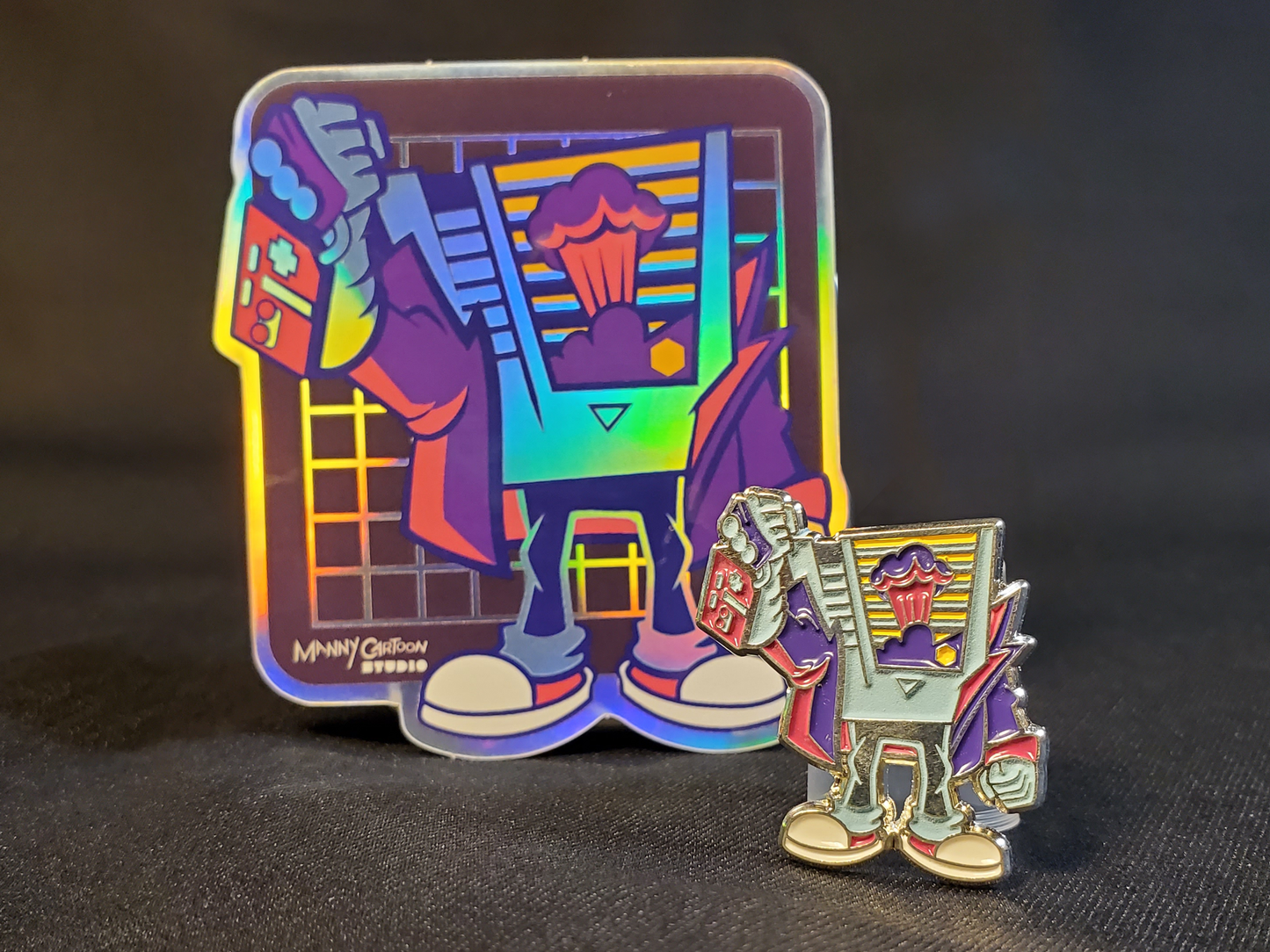 GLOW IN THE DARK NES Vintage Video Game Rebel Pin and Sticker Set