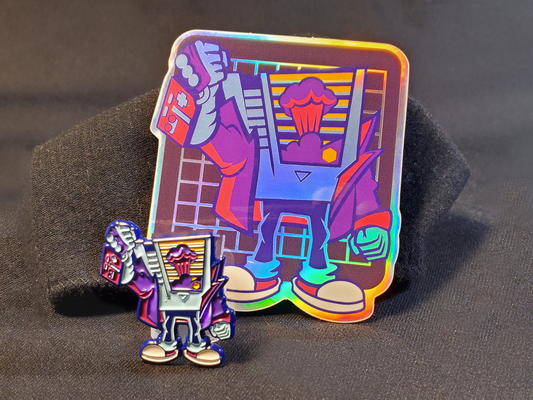 NES Vintage Video Game Rebel Pin and Sticker Set