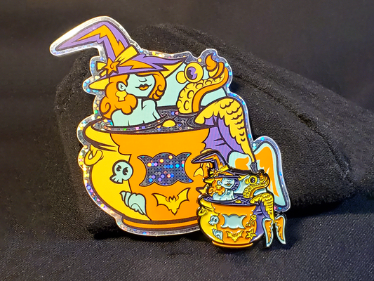 Witchy Mermaid Pin and Sticker Set